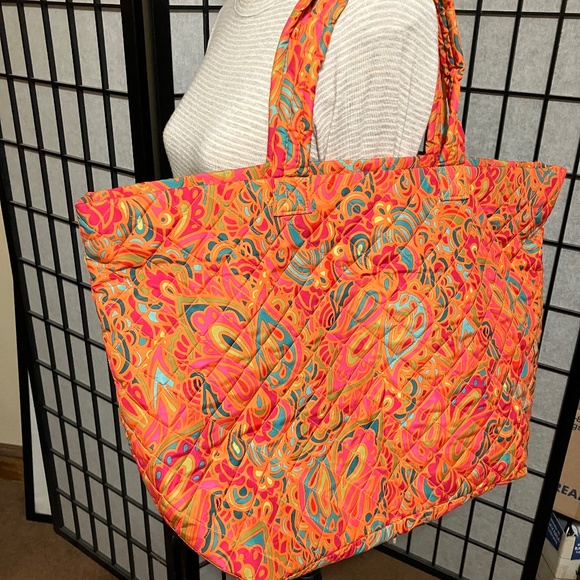 Bags Large Fabric Tote Zip Close Top Fully Lined Inside Zippered